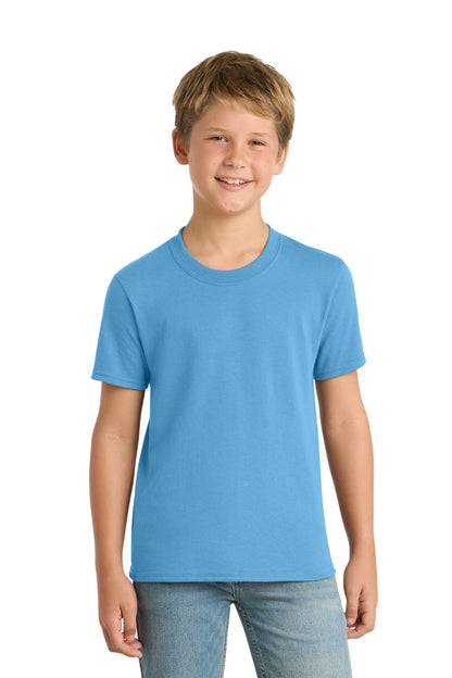 Custom Embroidered Port & Co T-Shirts  in Aquatic Blue