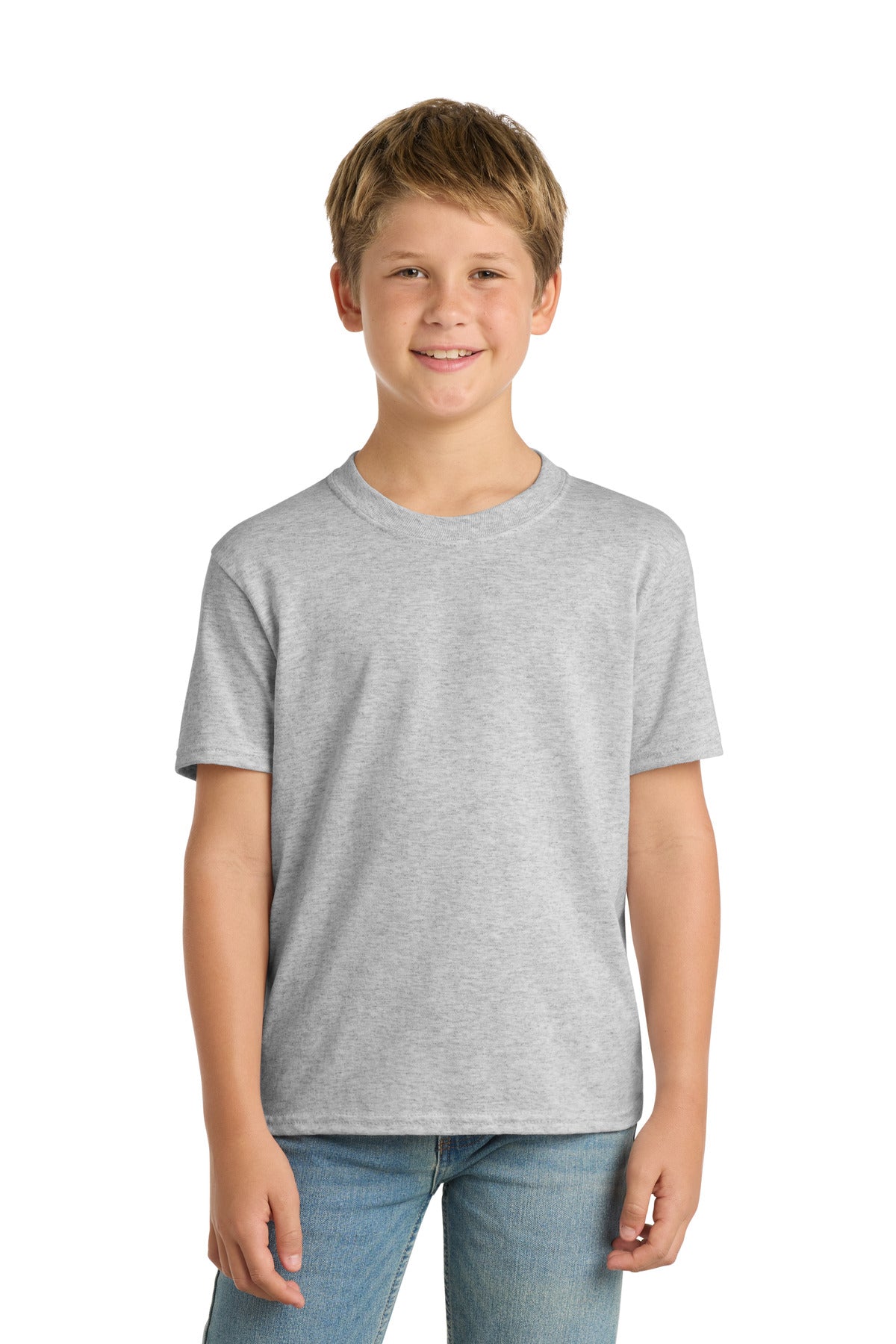 Custom Embroidered Port & Co T-Shirts  in Ash