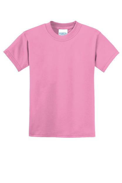 Custom Embroidered Port & Co T-Shirts  in Candy Pink