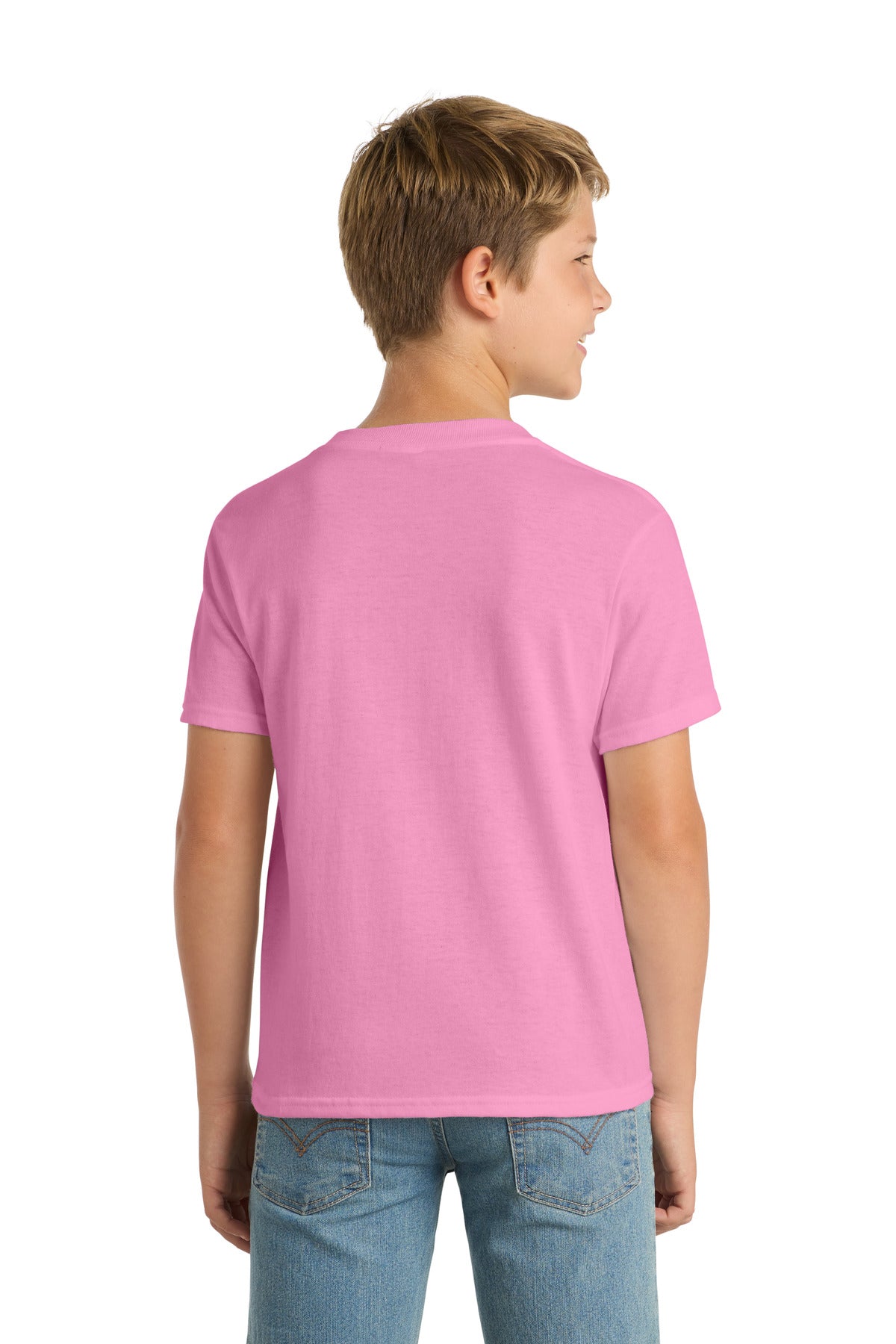Custom Embroidered Port & Co T-Shirts  in Candy Pink