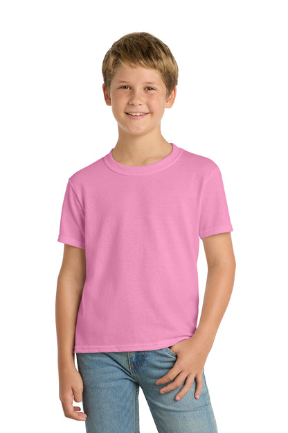Custom Embroidered Port & Co T-Shirts  in Candy Pink