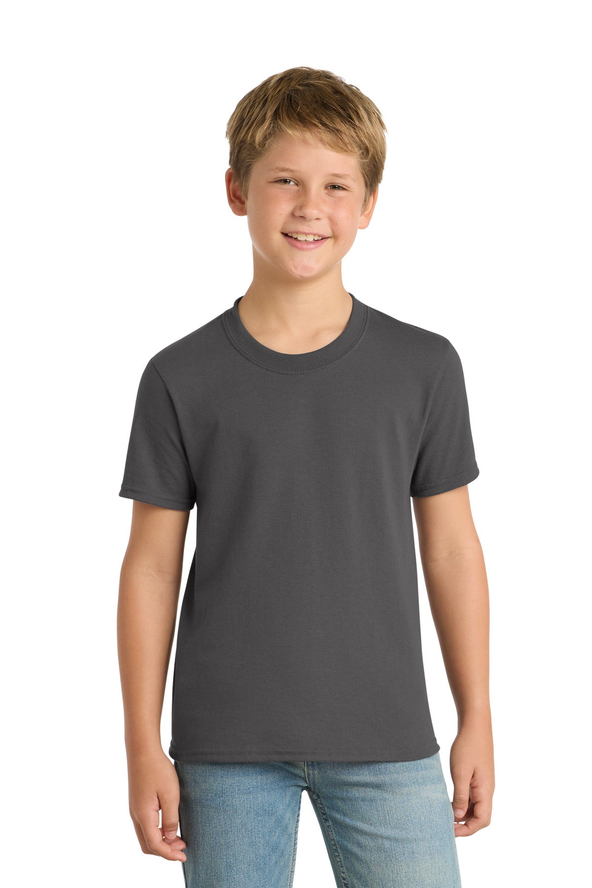 Custom Embroidered Port & Co T-Shirts  in Charcoal