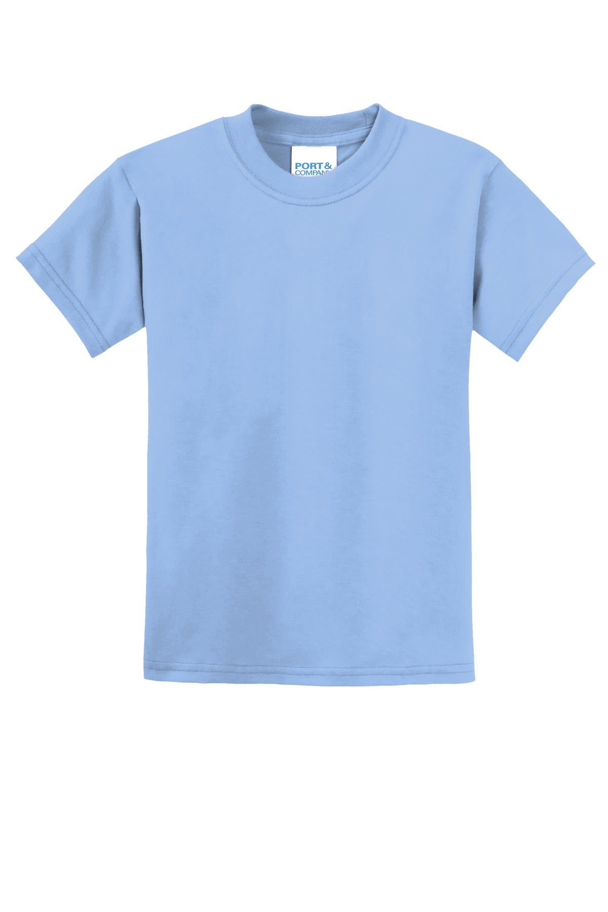 Custom Embroidered Port & Co T-Shirts  in Light Blue