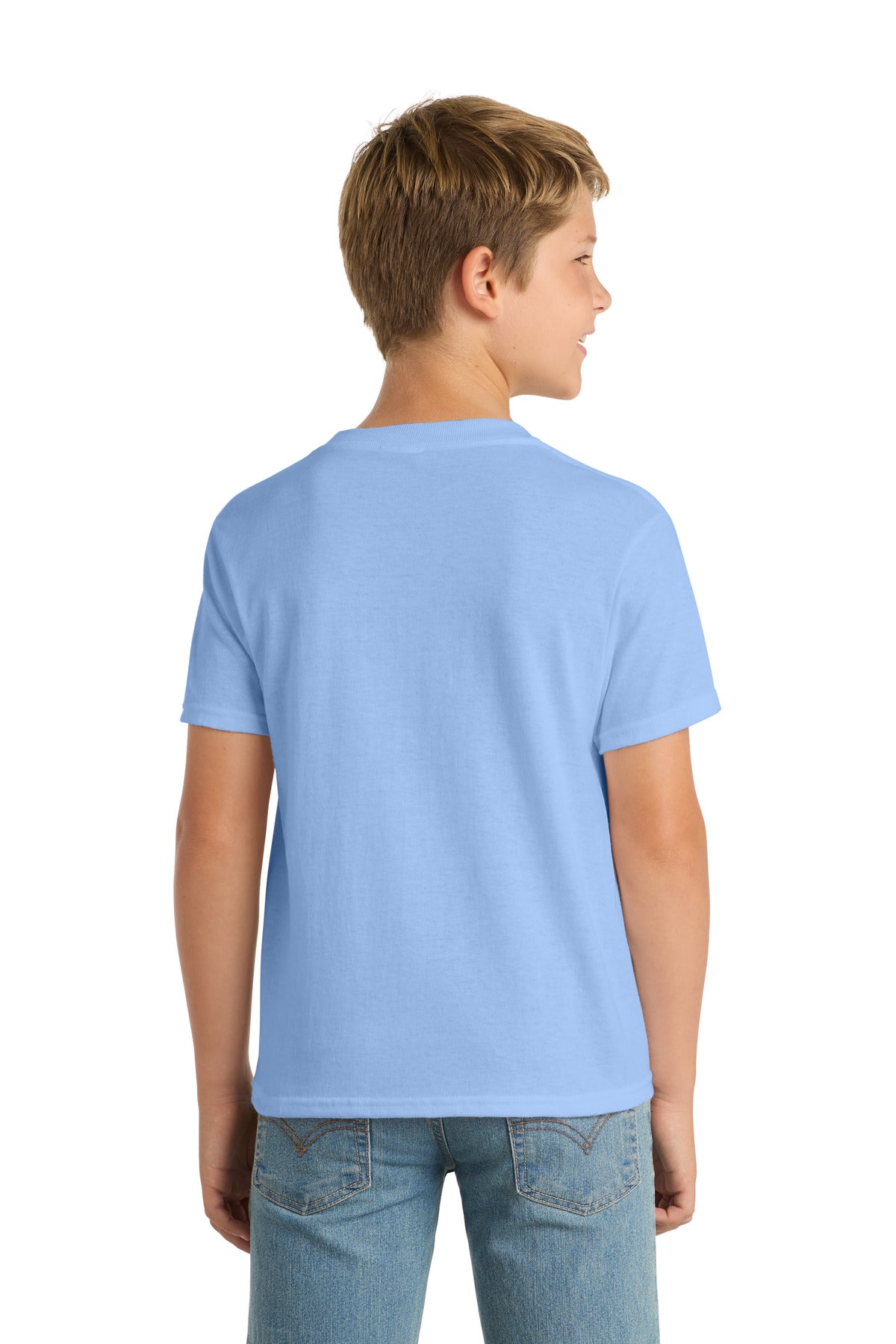 Custom Embroidered Port & Co T-Shirts  in Light Blue