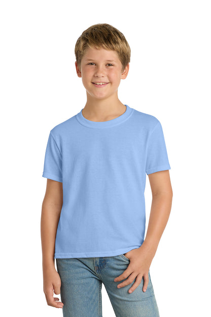 Custom Embroidered Port & Co T-Shirts  in Light Blue