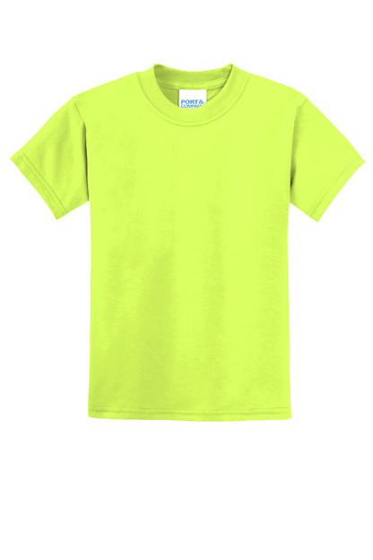 Custom Embroidered Port & Co T-Shirts  in Safety Green