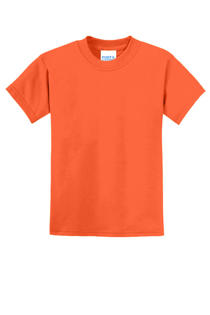 Custom Embroidered Port & Co T-Shirts  in Safety Orange