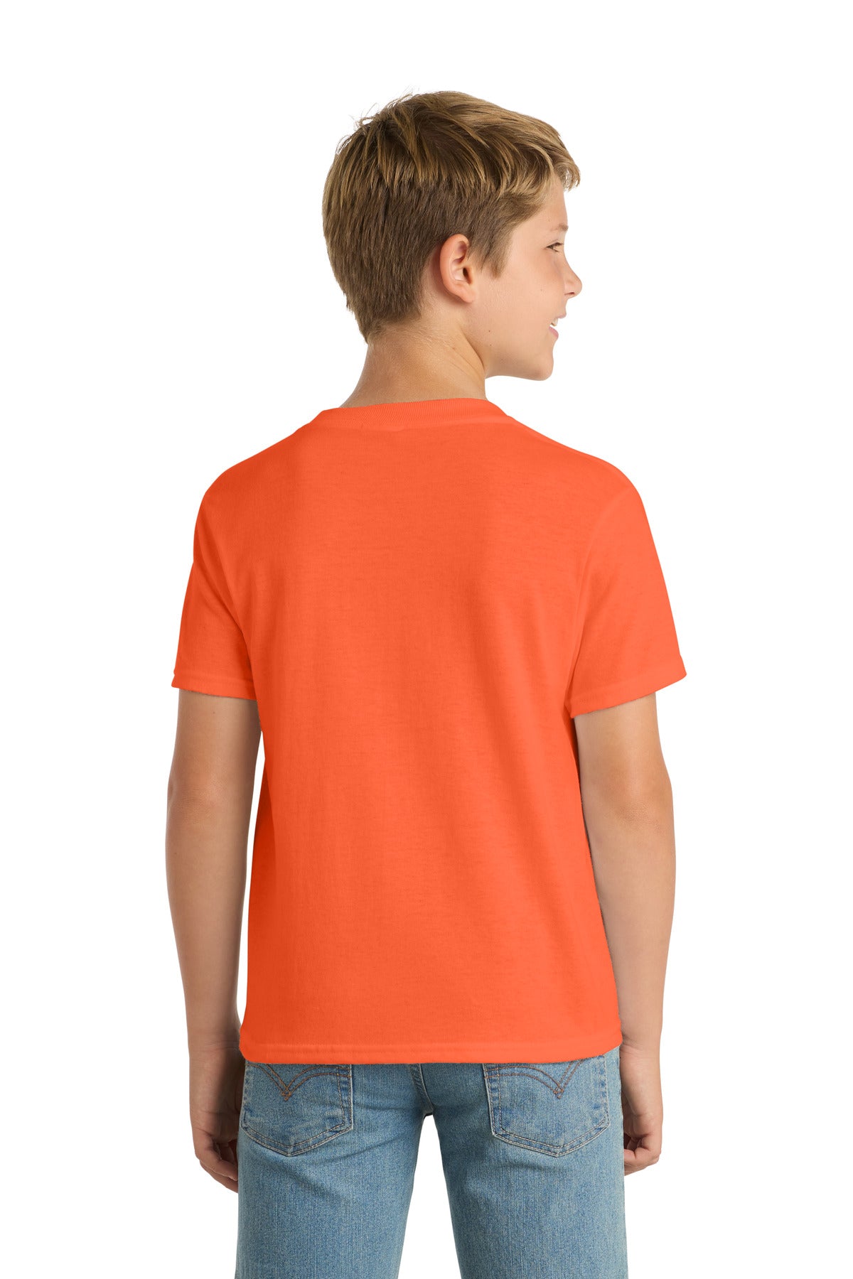 Custom Embroidered Port & Co T-Shirts  in Safety Orange