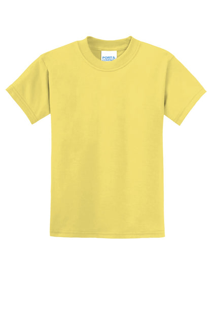 Custom Embroidered Port & Co T-Shirts  in Yellow