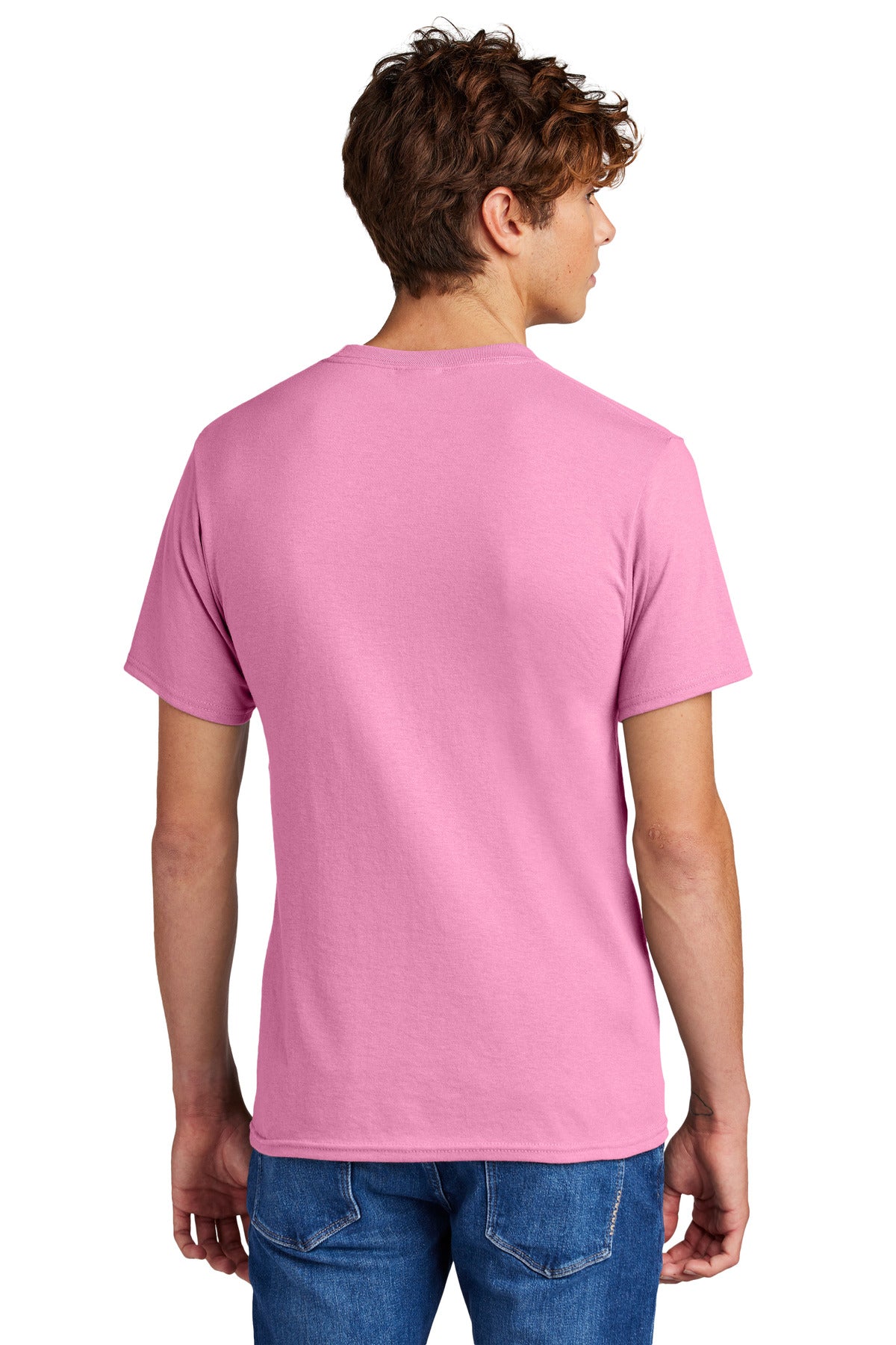 Custom Embroidered Port & Company - Core Blend Tee.  PC55,Candy Pink