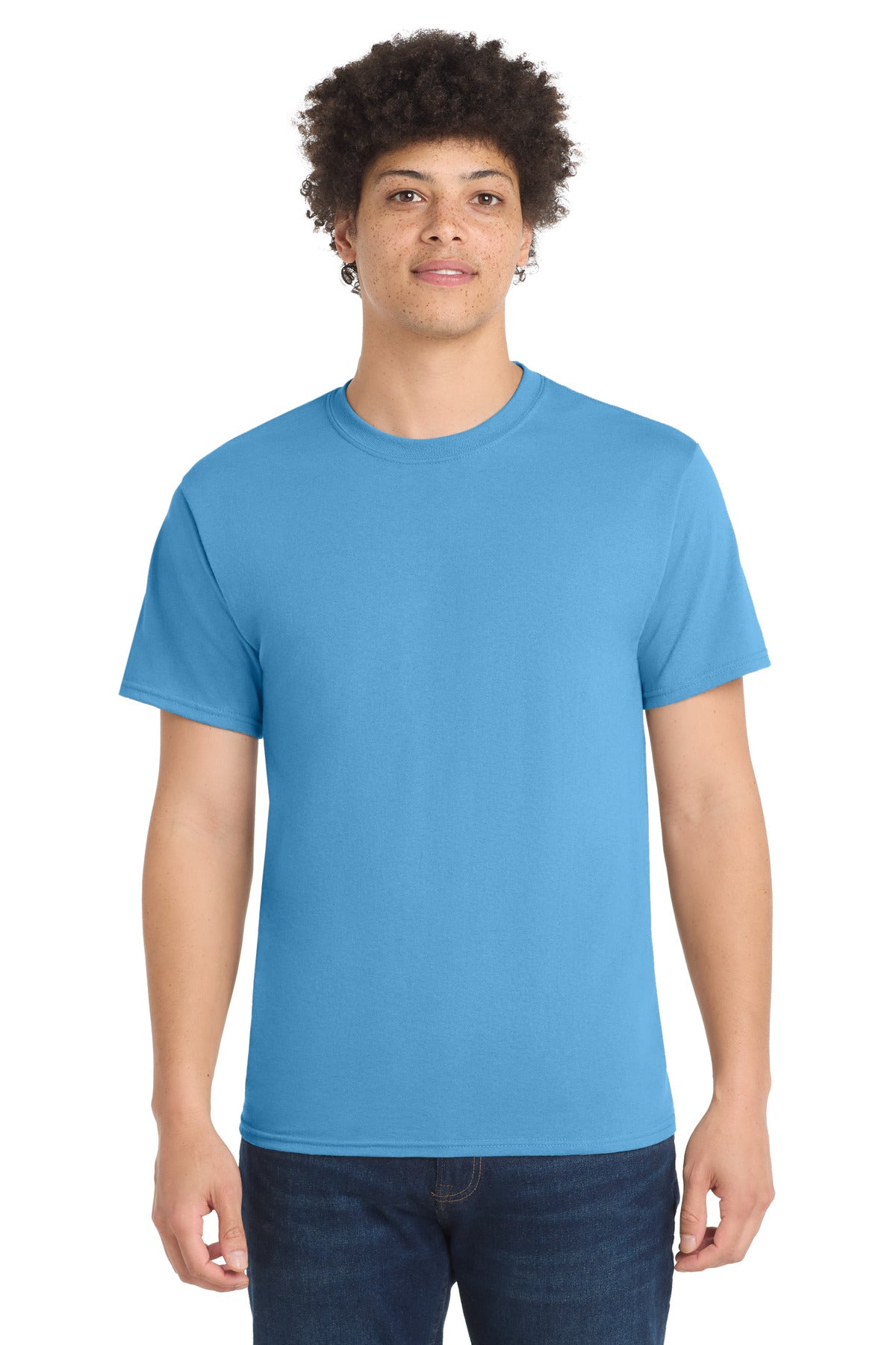 Custom Embroidered Port & Co T-Shirts  in Aquatic Blue