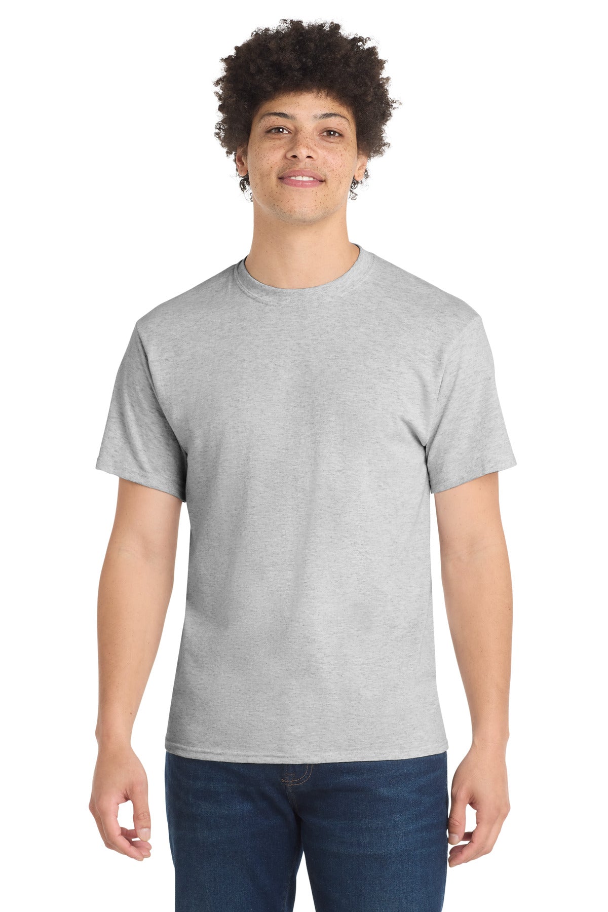 Custom Embroidered Port & Co T-Shirts  in Ash