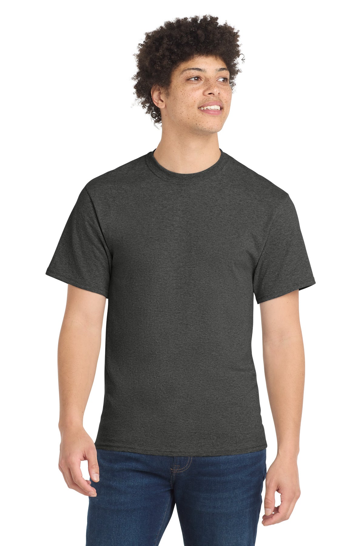 Custom Embroidered Port & Co T-Shirts  in Black Heather
