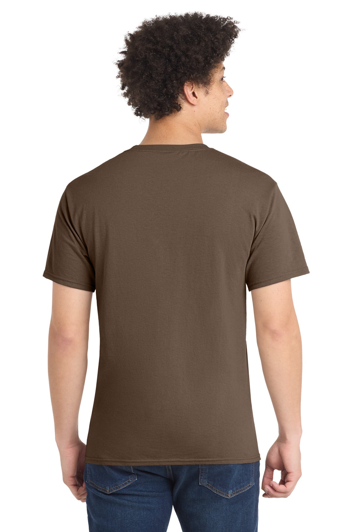 Custom Embroidered Port & Co T-Shirts  in Brown