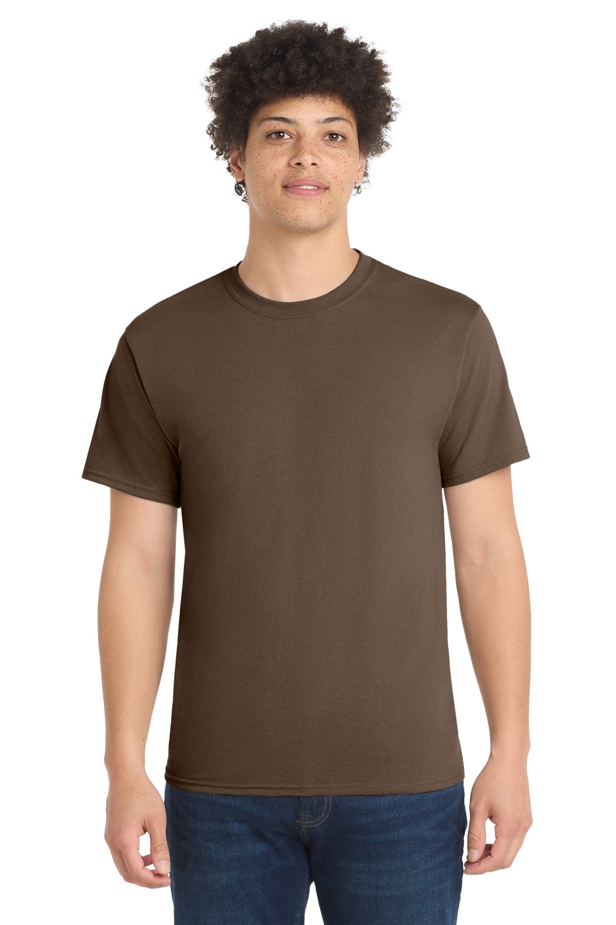 Custom Embroidered Port & Co T-Shirts  in Brown