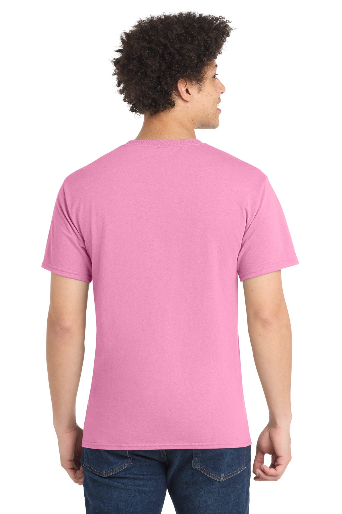 Custom Embroidered Port & Co T-Shirts  in Candy Pink