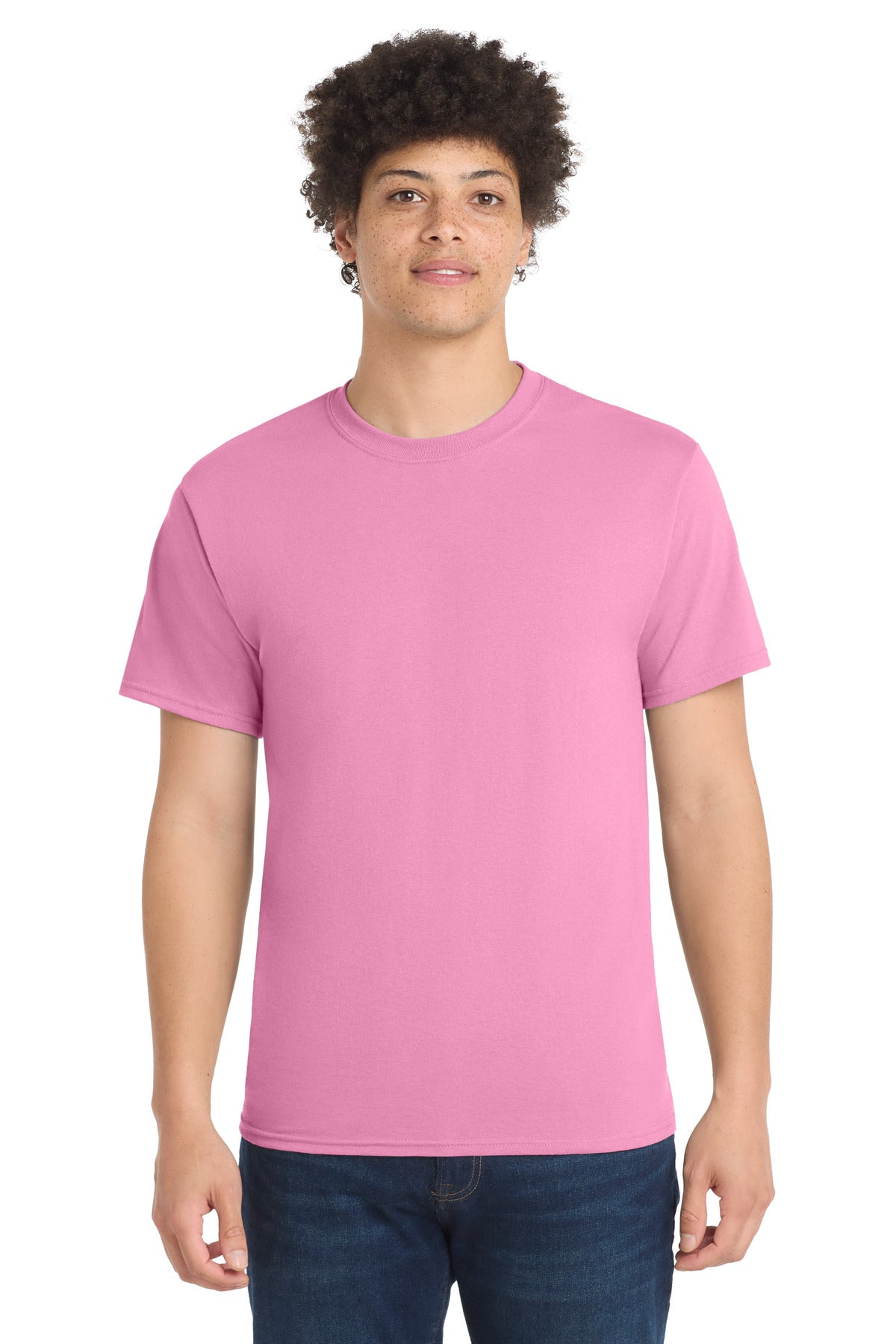 Custom Embroidered Port & Co T-Shirts  in Candy Pink