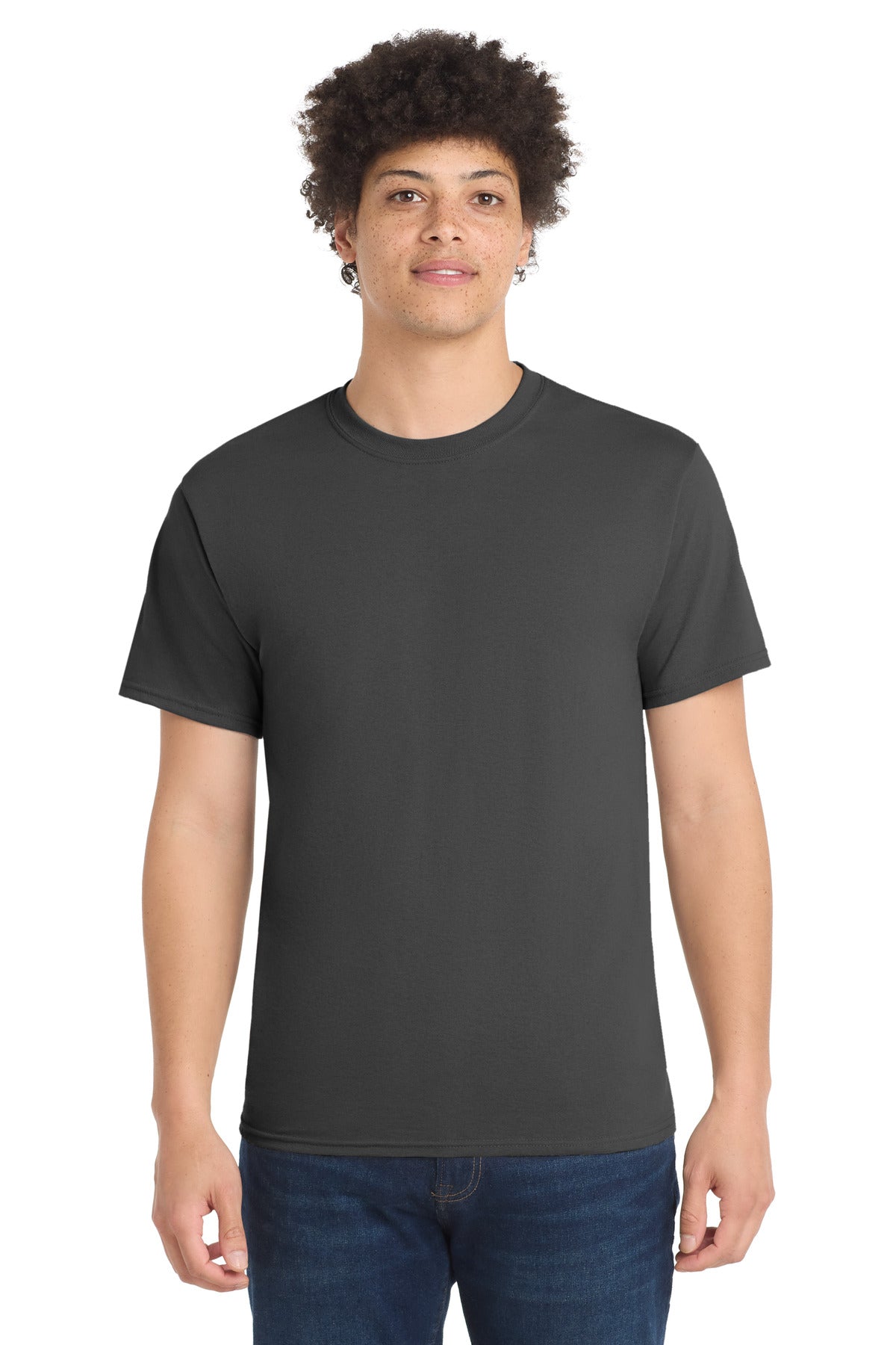 Custom Embroidered Port & Co T-Shirts  in Charcoal