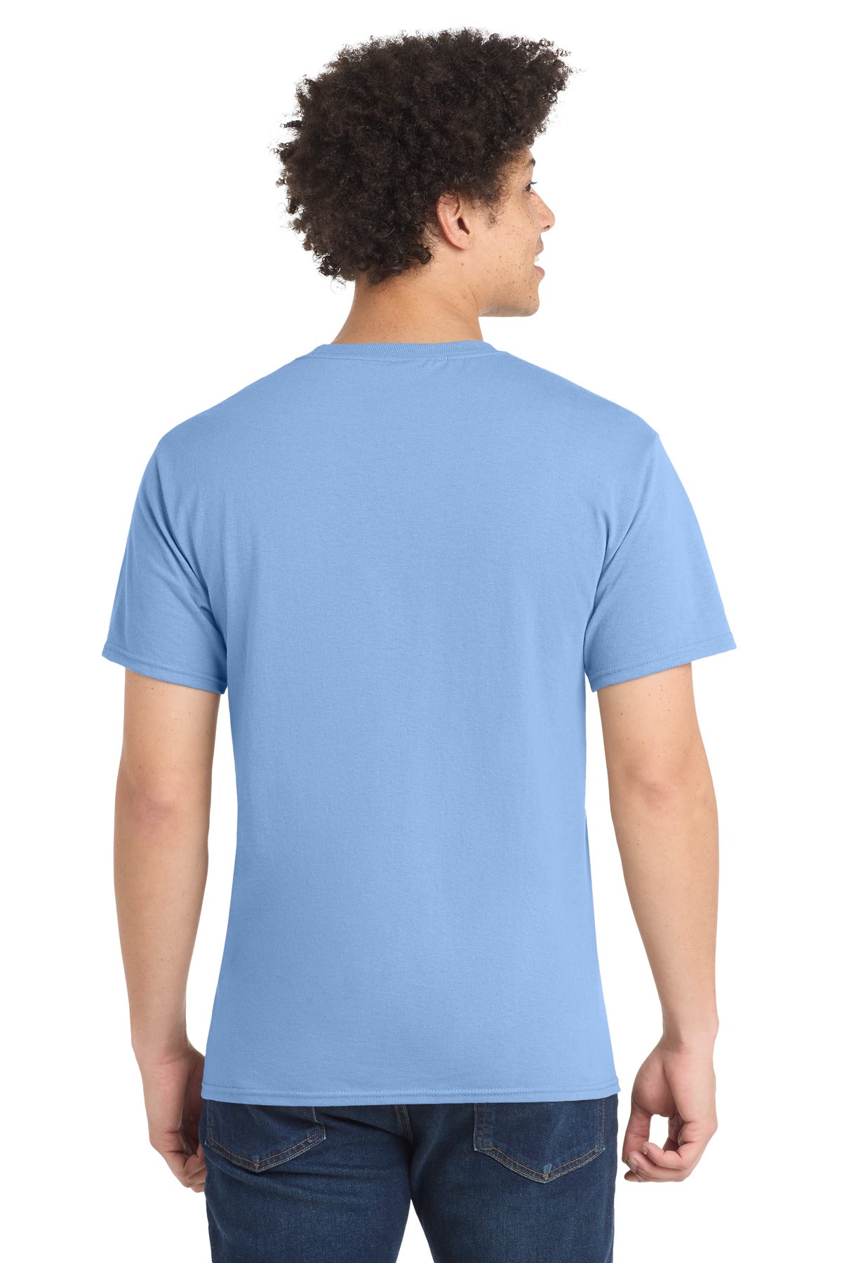 Custom Embroidered Port & Co T-Shirts  in Light Blue