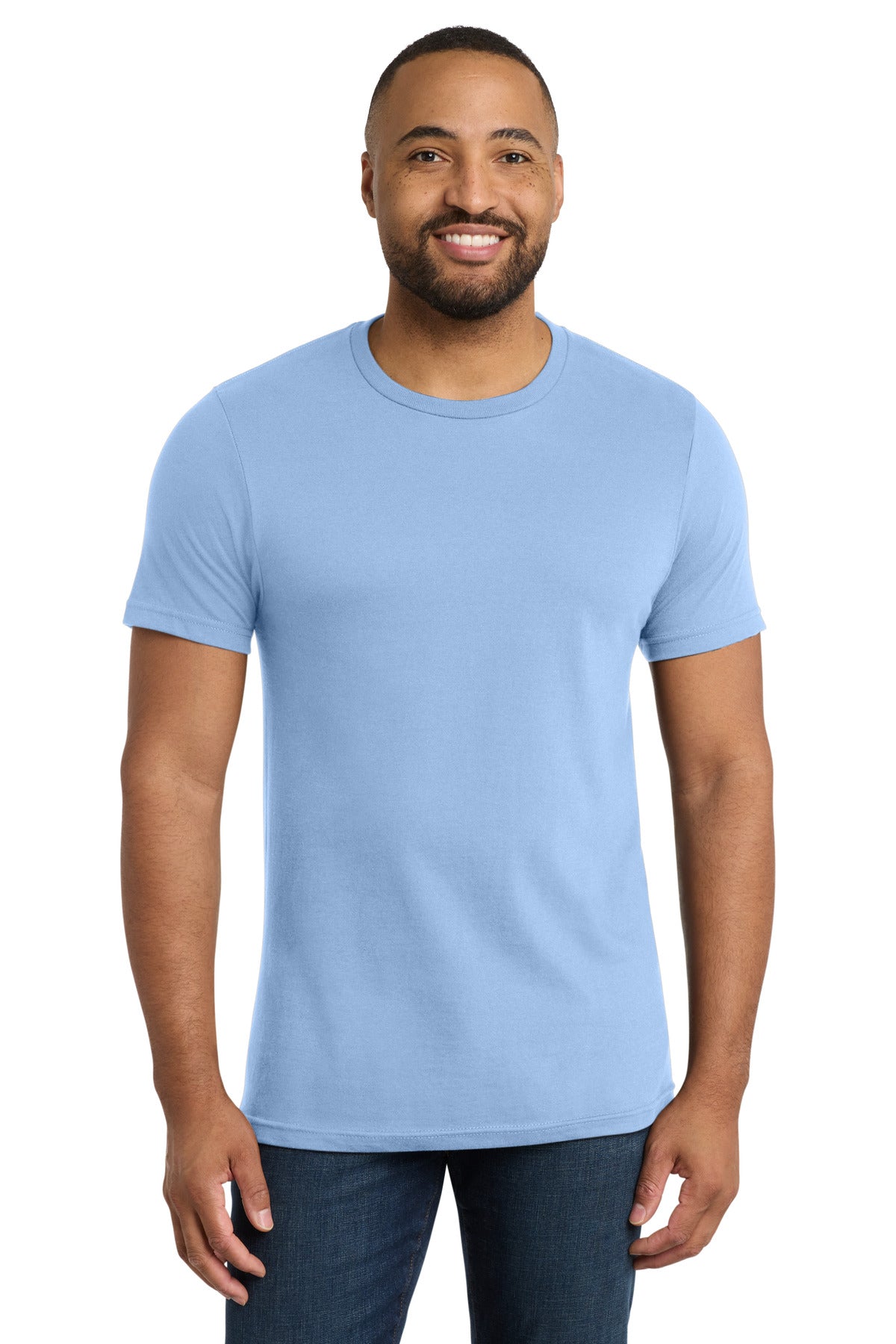 Custom Embroidered Port & Co T-Shirts  in Light Blue