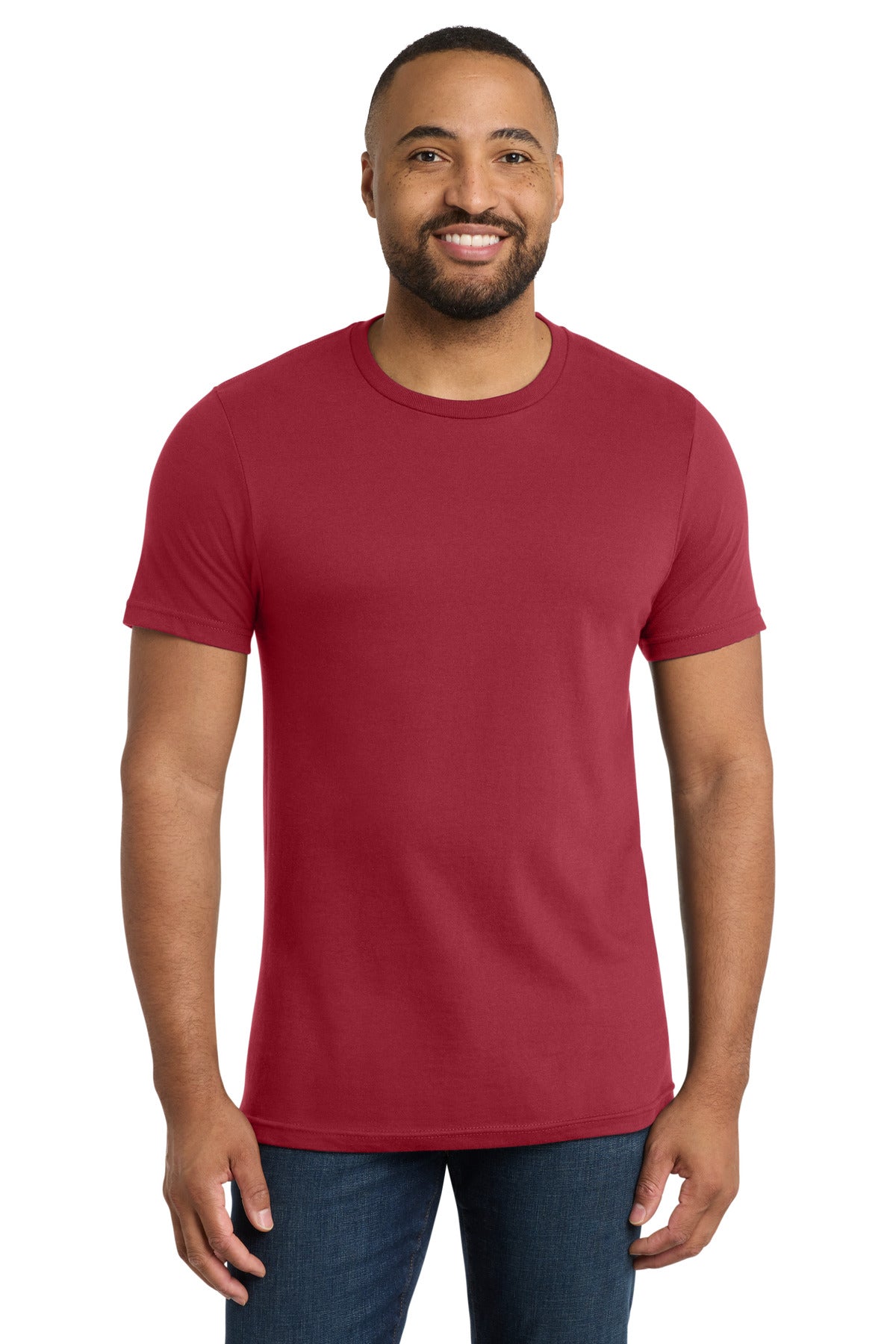 Custom Embroidered Port & Co T-Shirts  in Rich Red
