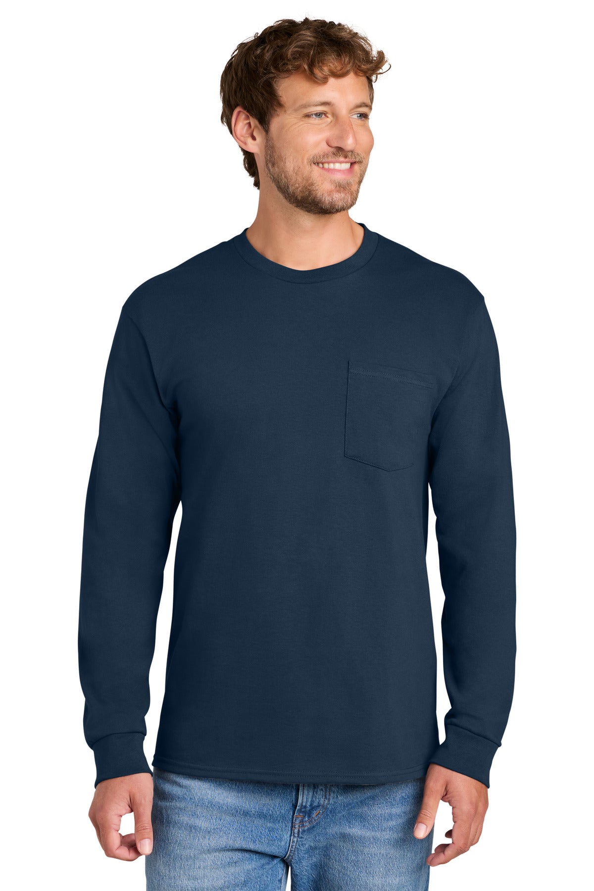 Custom Embroidered Port & Co T-Shirts  in Navy
