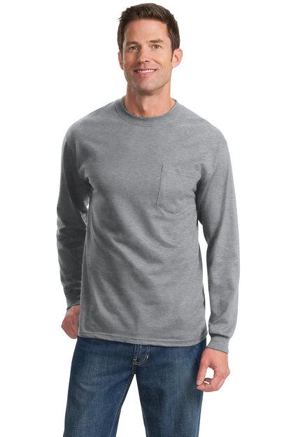 Port & Company Long Sleeve Essential Pocket Tee.  PC61LSP