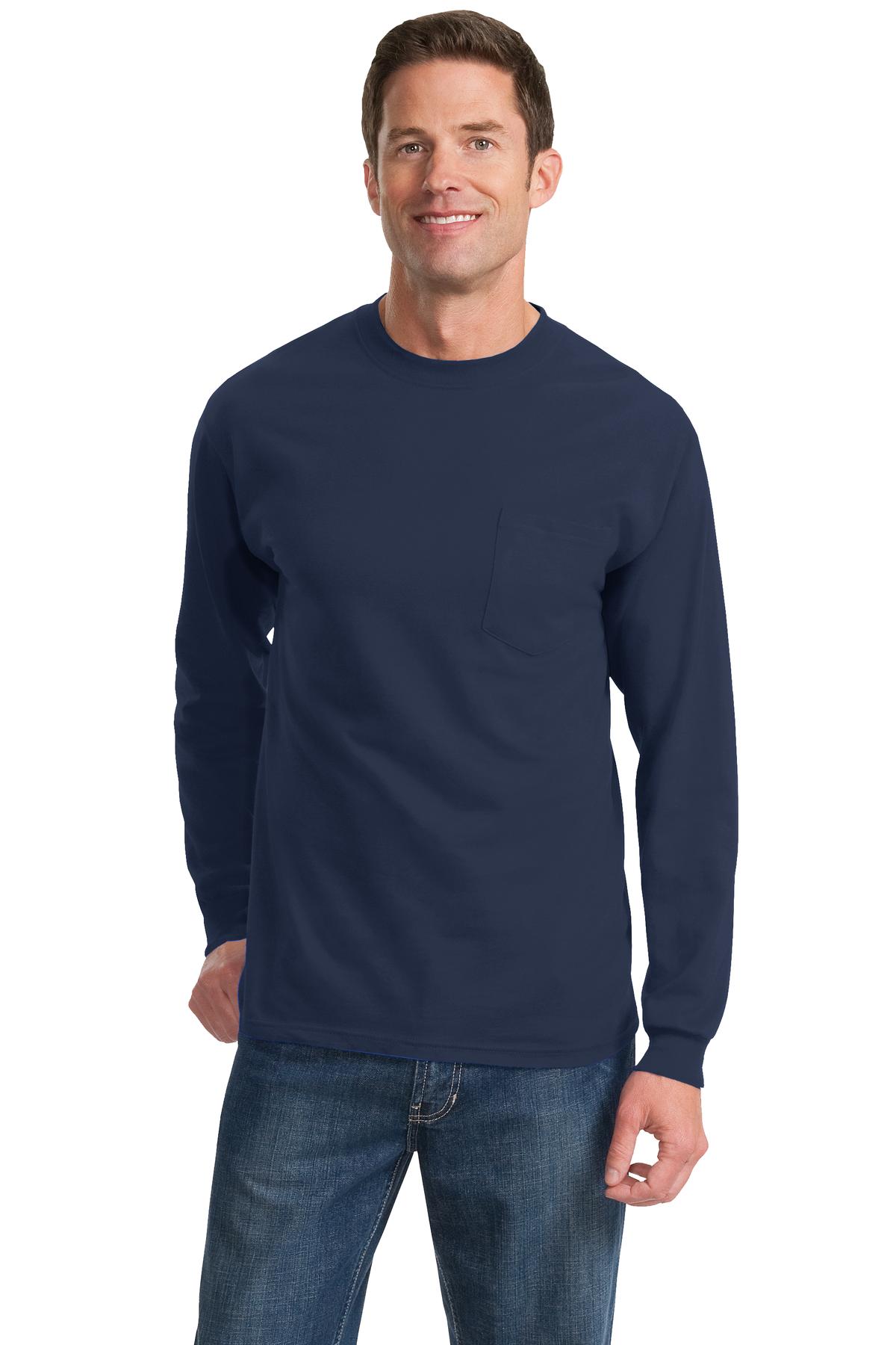 Port & Company Long Sleeve Essential Pocket Tee.  PC61LSP