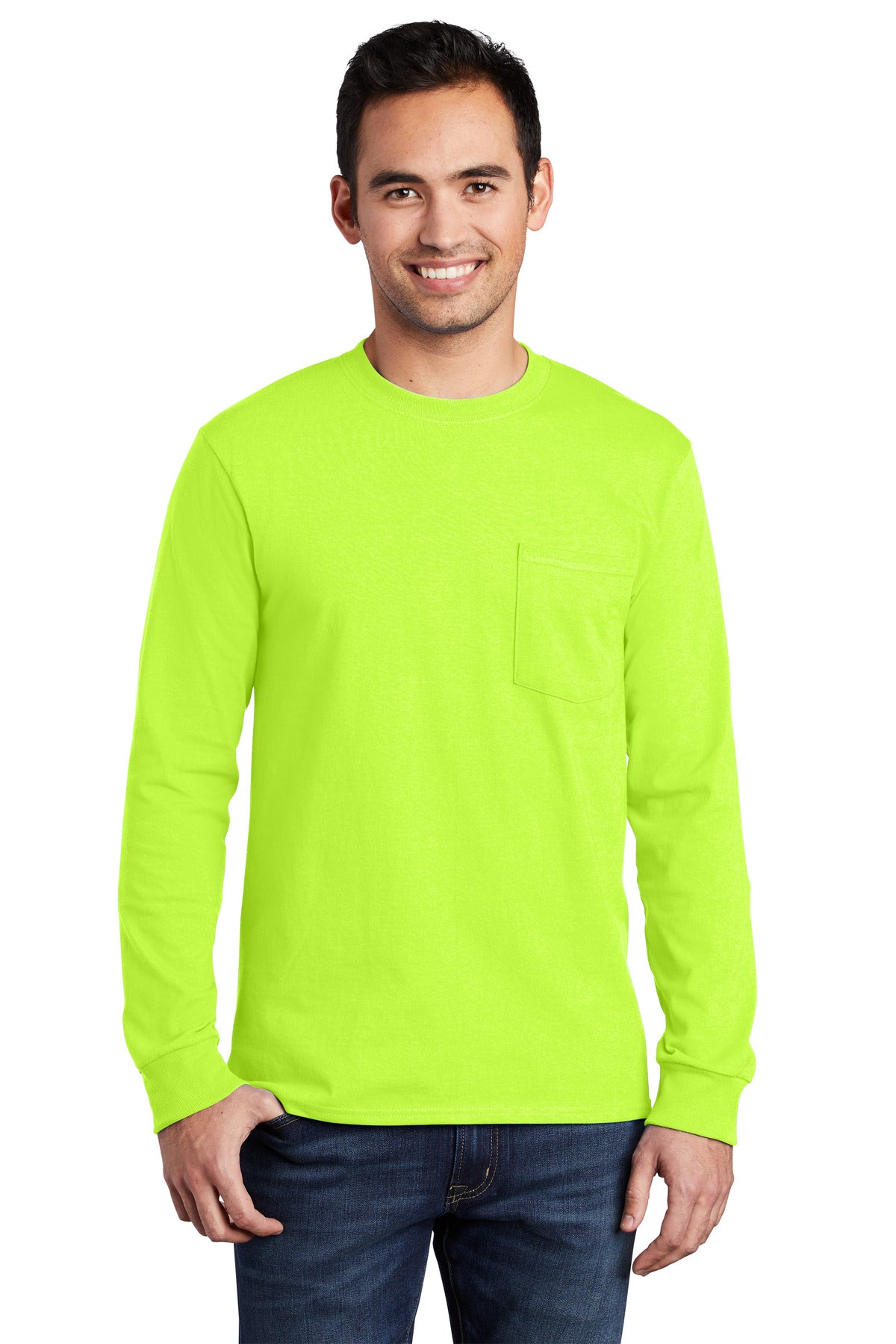 Port & Company Long Sleeve Essential Pocket Tee.  PC61LSP
