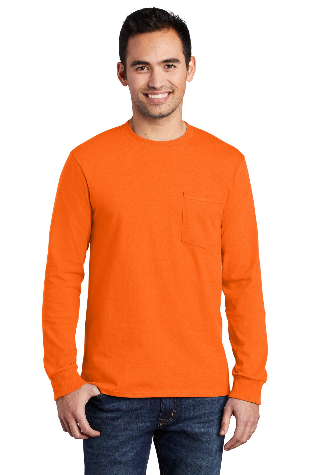 Port & Company Long Sleeve Essential Pocket Tee.  PC61LSP
