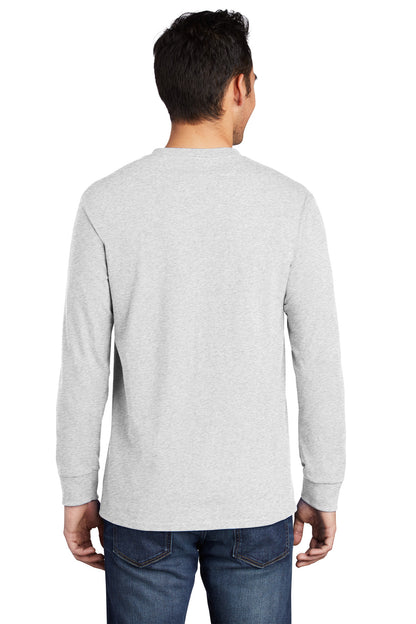 Custom Embroidered Port & Company Long Sleeve Essential Pocket Tee.  PC61LSP,Ash
