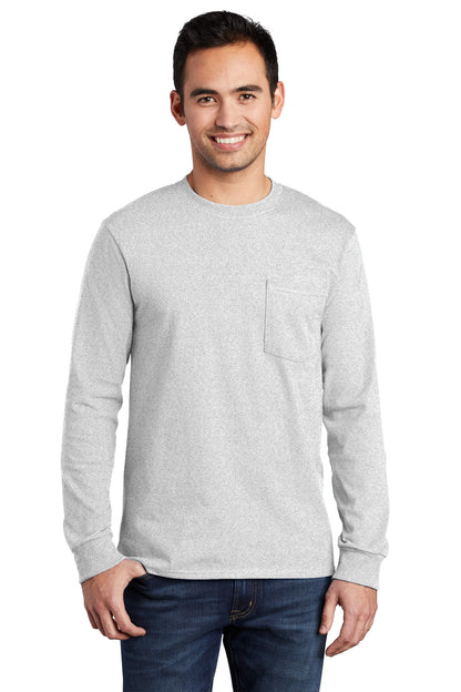 Port & Company Long Sleeve Essential Pocket Tee.  PC61LSP