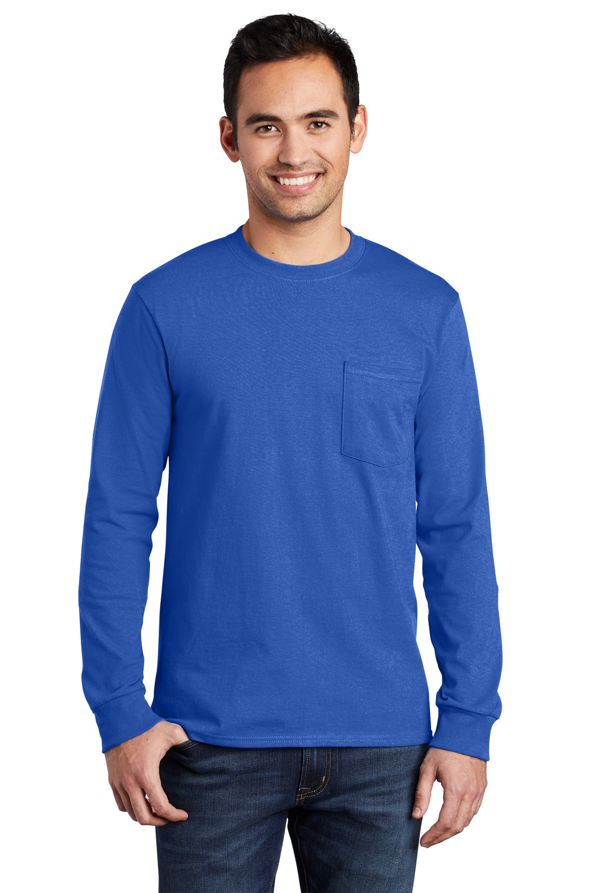 Port & Company Long Sleeve Essential Pocket Tee.  PC61LSP