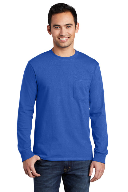 Port & Company Long Sleeve Essential Pocket Tee.  PC61LSP