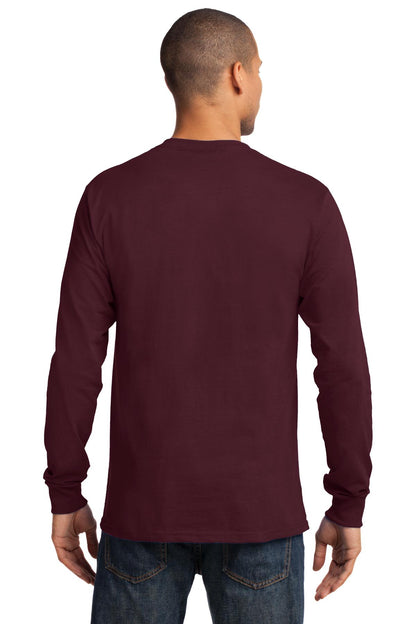 Custom Embroidered Port & Company - Tall Long Sleeve Essential Tee. PC61LST,Athletic Maroon