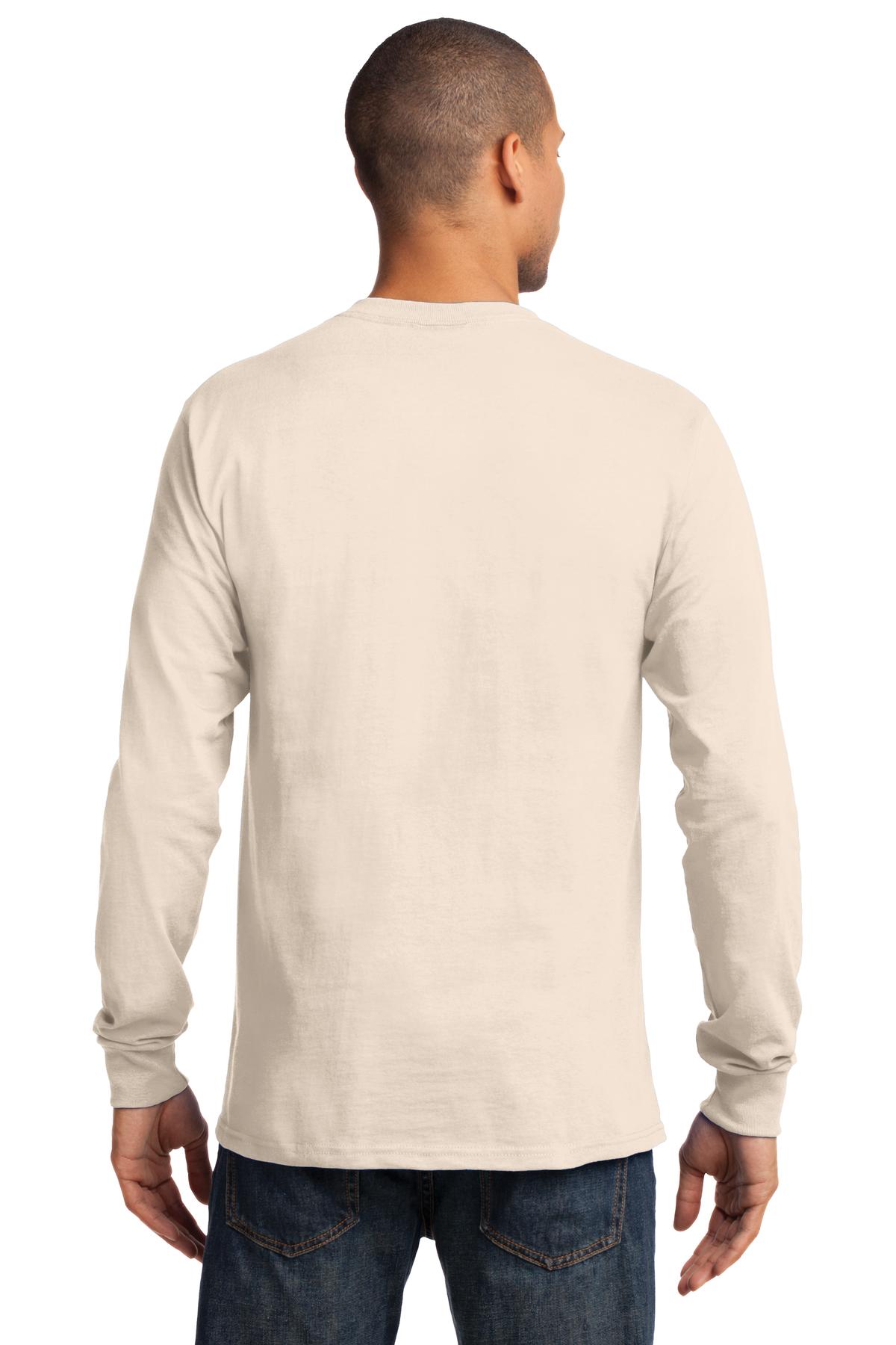 Custom Embroidered Port & Company - Tall Long Sleeve Essential Tee. PC61LST,Natural