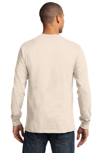 Custom Embroidered Port & Company - Tall Long Sleeve Essential Tee. PC61LST,Natural