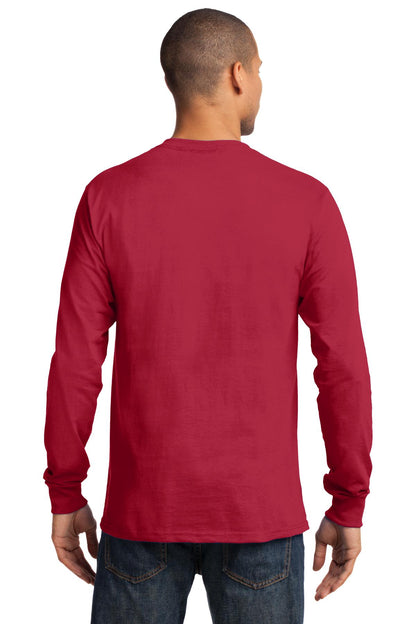 Custom Embroidered Port & Company - Tall Long Sleeve Essential Tee. PC61LST,Red