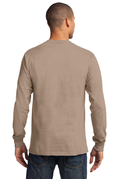 Custom Embroidered Port & Company - Tall Long Sleeve Essential Tee. PC61LST,Sand