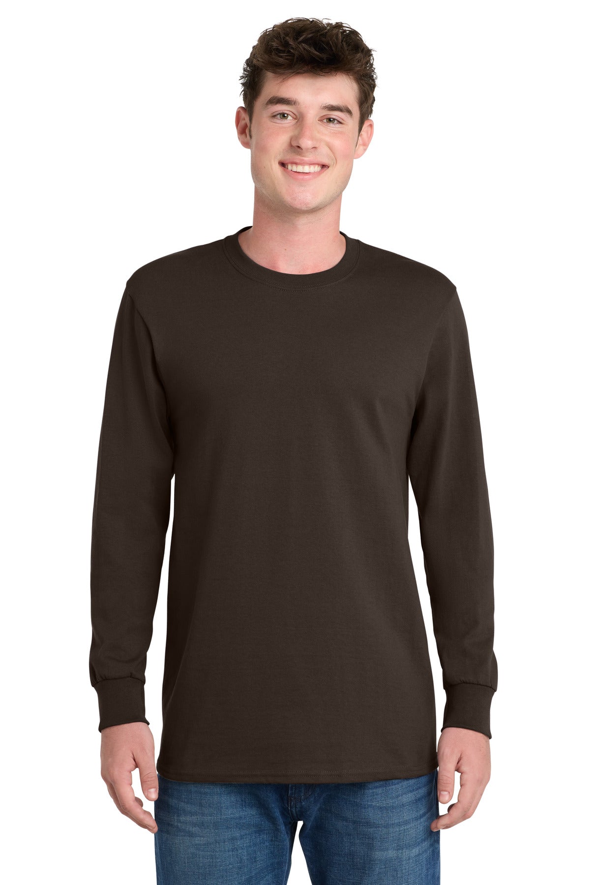 Custom Embroidered Port & Co T-Shirts  in Dark Chocolate Brown