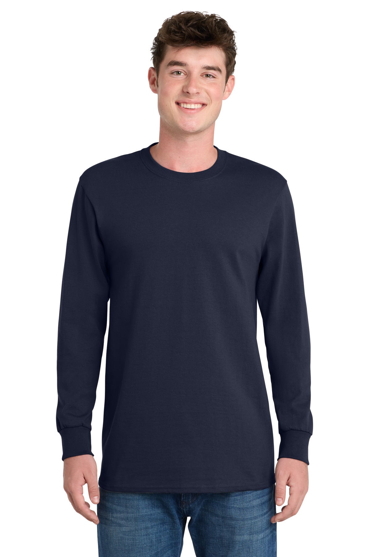 Custom Embroidered Port & Co T-Shirts  in Deep Navy