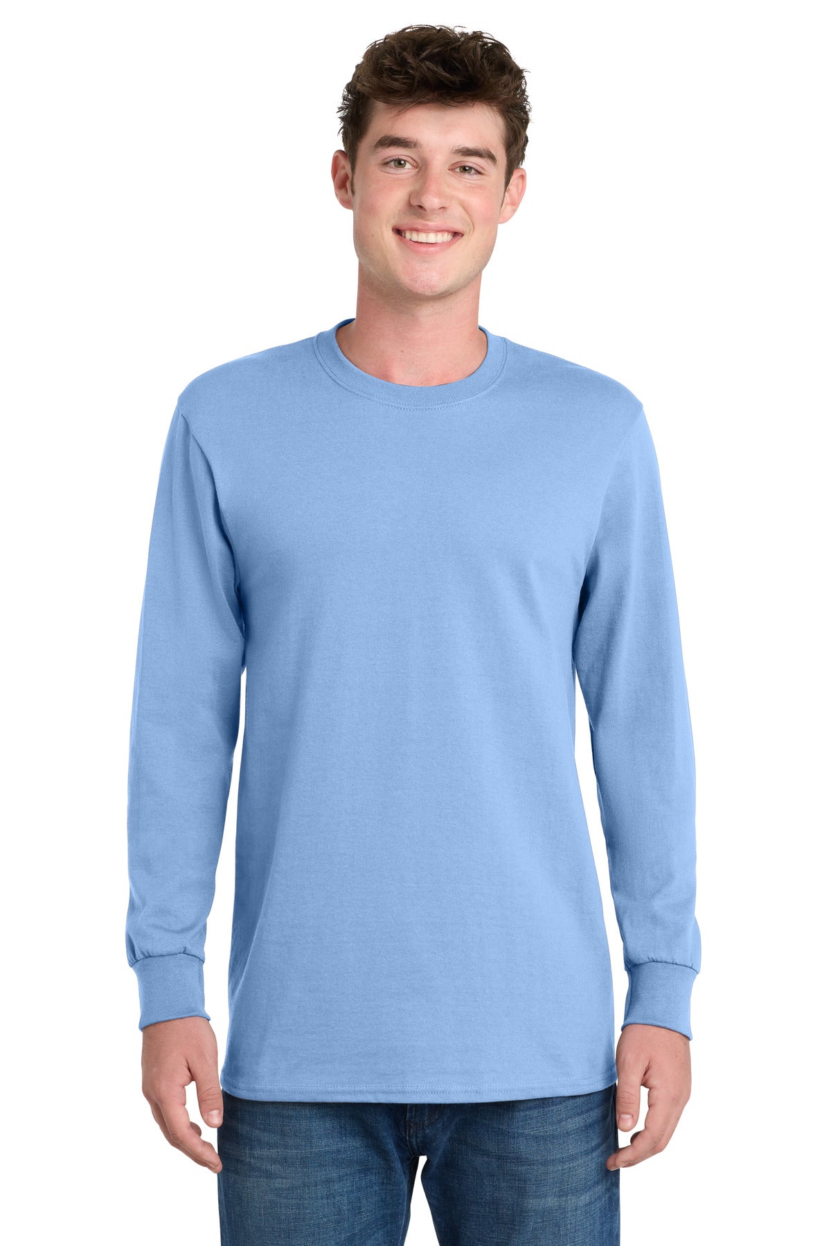 Custom Embroidered Port & Co T-Shirts  in Light Blue