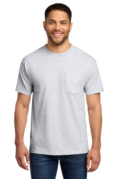 Custom Embroidered Port & Co T-Shirts  in Ash