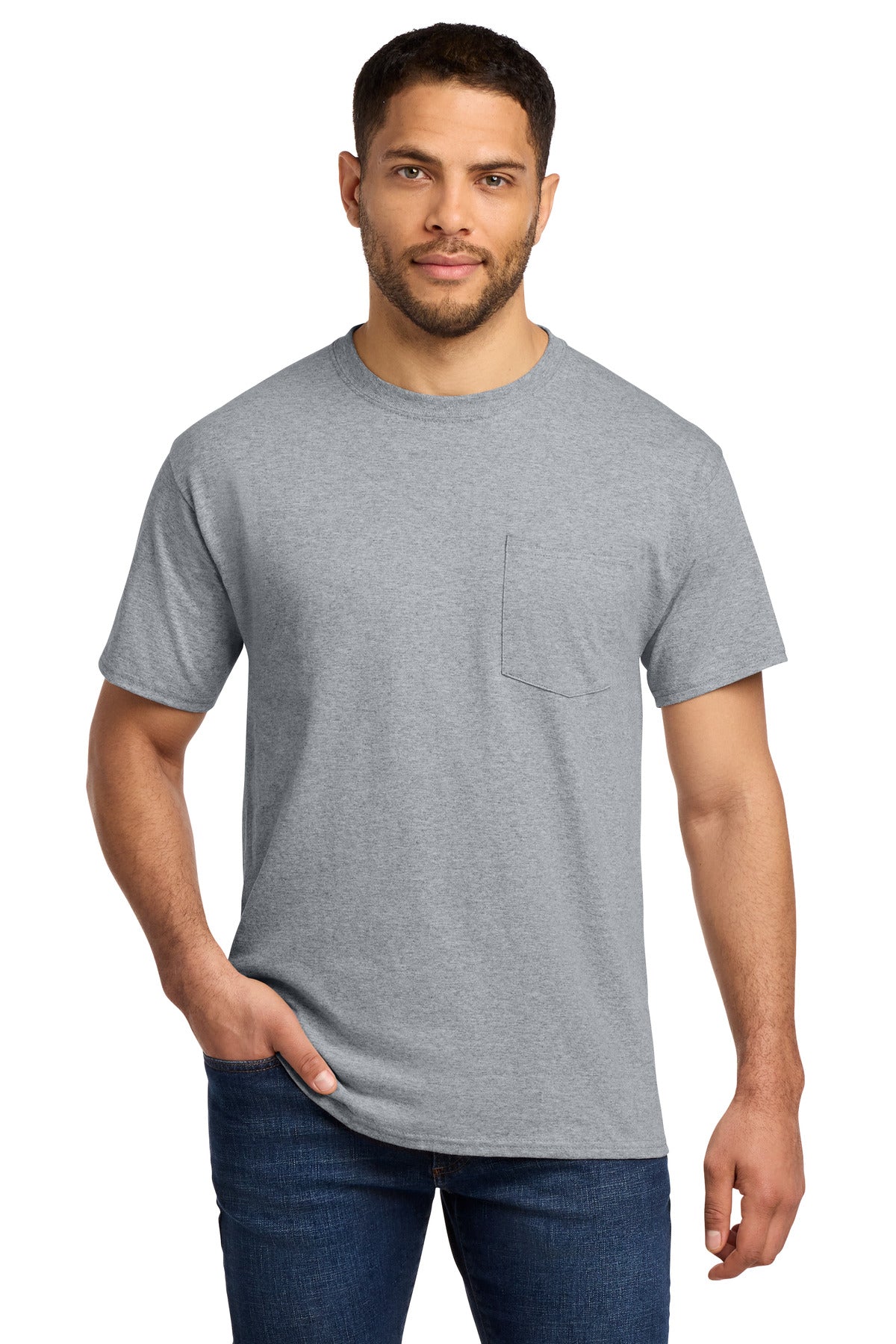 Custom Embroidered Port & Co T-Shirts  in Athletic Heather