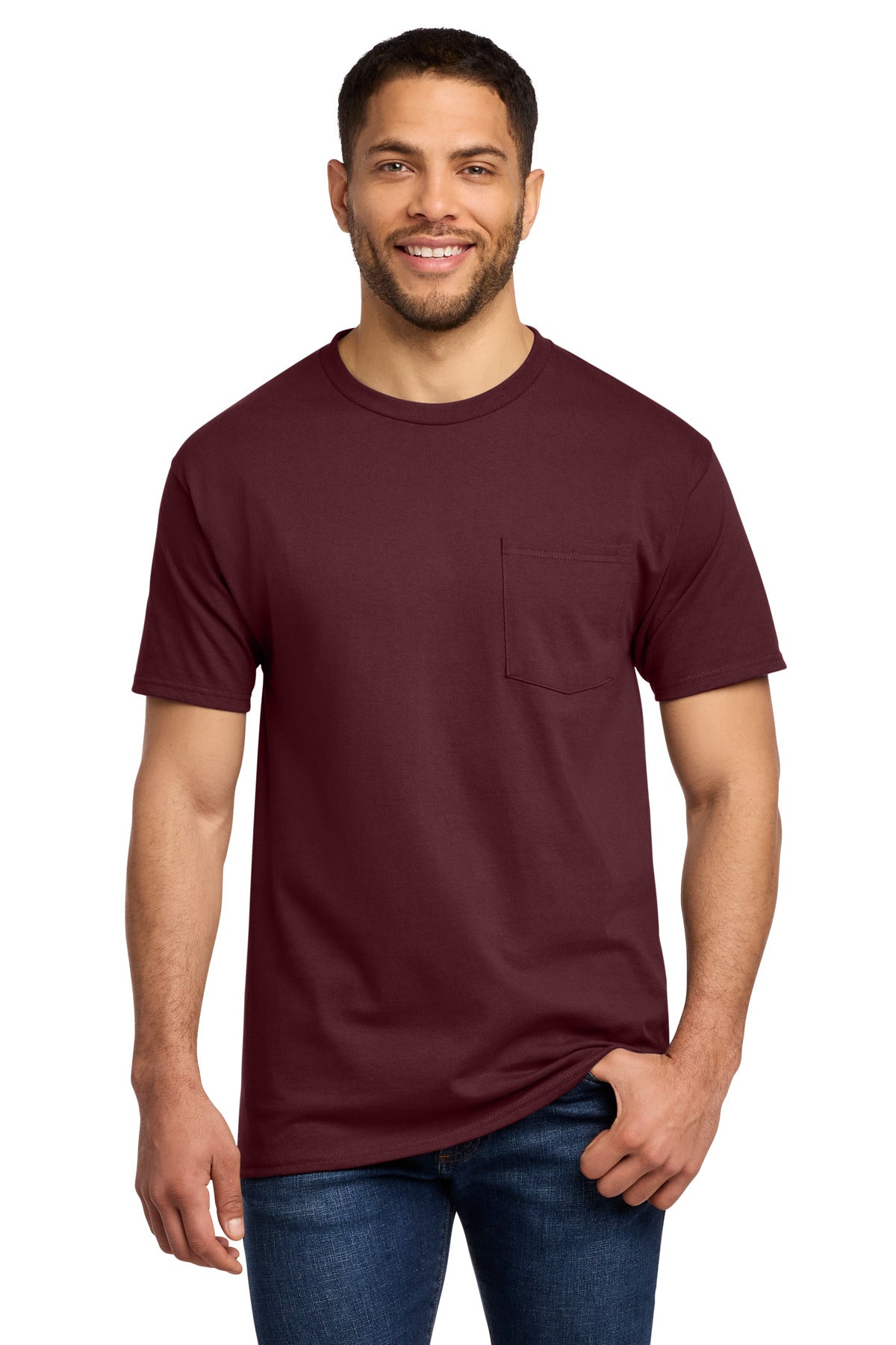 Custom Embroidered Port & Co T-Shirts  in Athletic Maroon