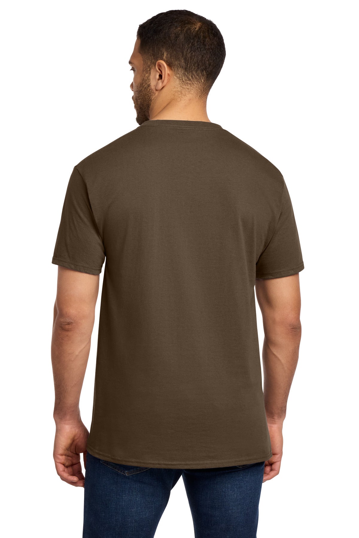 Custom Embroidered Port & Co T-Shirts  in Brown