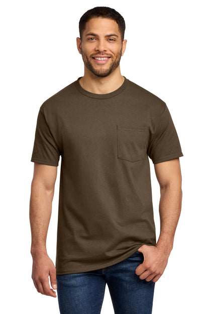 Custom Embroidered Port & Co T-Shirts  in Brown