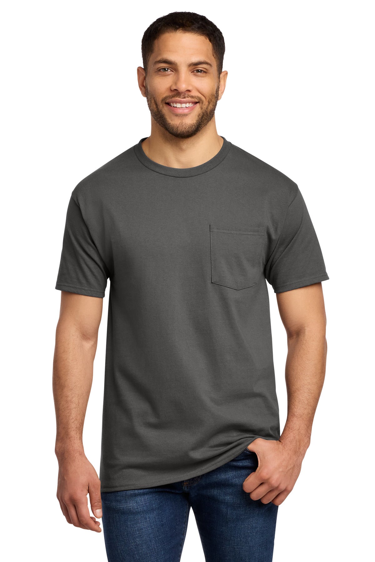 Custom Embroidered Port & Co T-Shirts  in Charcoal