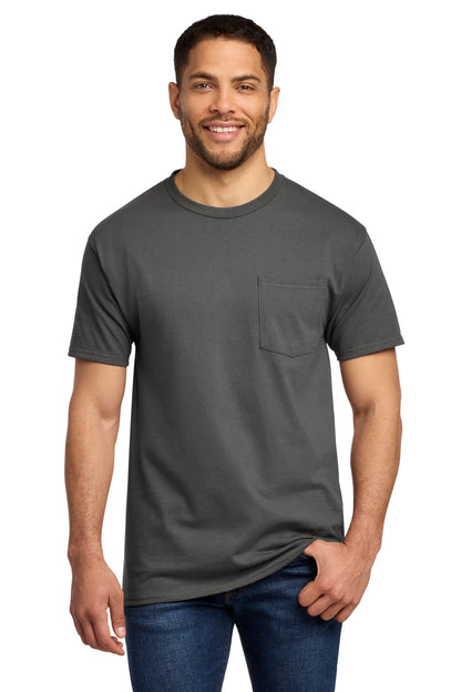Custom Embroidered Port & Co T-Shirts  in Charcoal