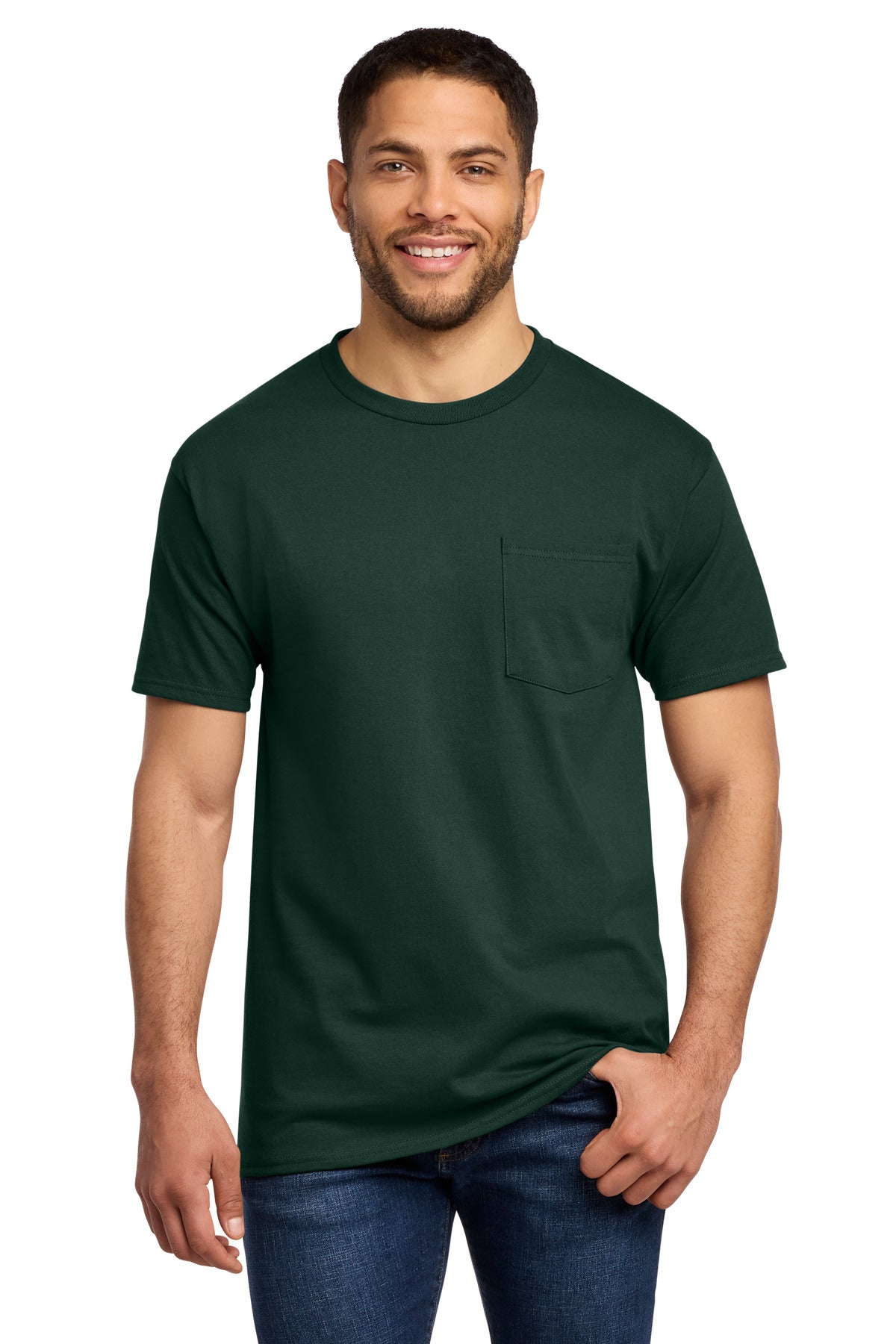 Custom Embroidered Port & Co T-Shirts  in Dark Green